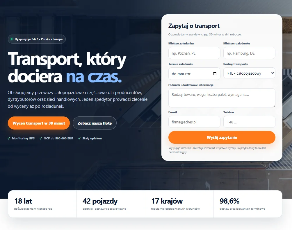 Tworzymy strony internetowe dla firm transportowych i spedycyjnych